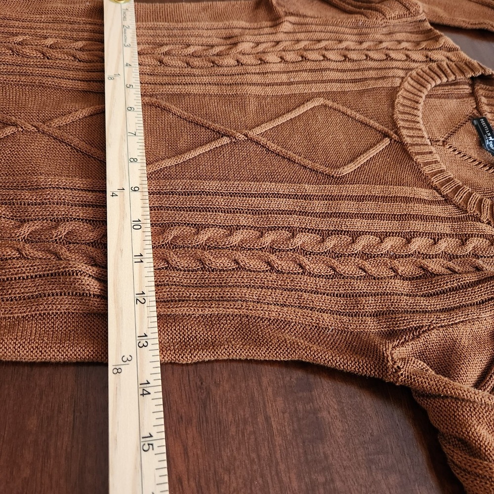 Peruvian Connection Sweater XS Amber Sienna Cable Knit Pima Cotton Pullover - Picture 12 of 13